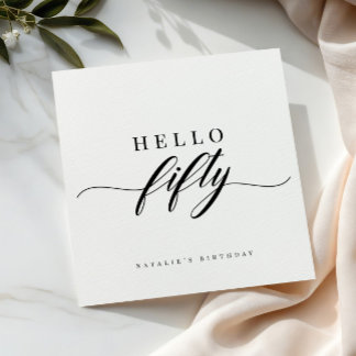 Servilleta De Papel Elegant Calligraphy Hello 50 Birthday Personalized