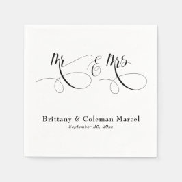 Servilleta De Papel Elegant Calligraphy Mr & Mrs Wedding Napkins