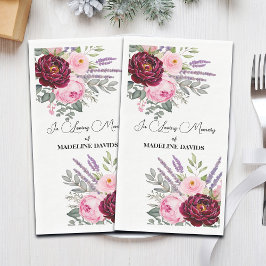 Servilleta De Papel Elegant Calligraphy Peonies Funeral 