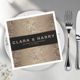 Servilleta De Papel Elegant champagne pink gold floral wedding