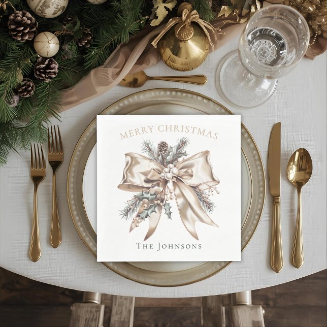 Servilleta De Papel Elegant Christmas Bow Personalized Napkins (Subido por el creador)