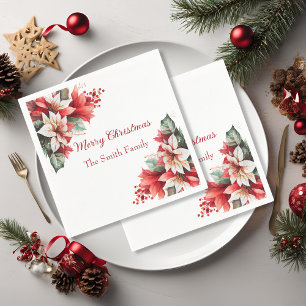 Servilleta De Papel Elegant Christmas Floral Poinsettia Paper Napkins