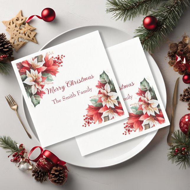 Servilleta De Papel Elegant Christmas Floral Poinsettia Paper Napkins (Subido por el creador)