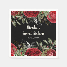 Servilleta De Papel Elegant Christmas Red Flowers Sweet Sixteen
