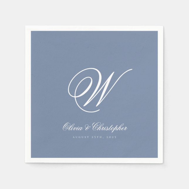 Servilleta De Papel Elegant Classic Last Name Initial Wedding (Anverso)