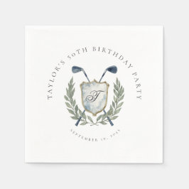 Servilleta De Papel Elegant Classic Monogram Golf Crest Birthday Party
