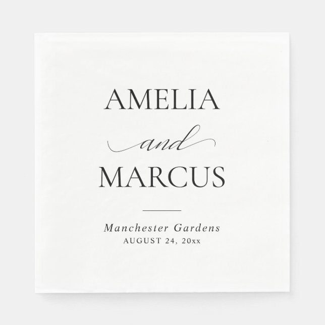 Servilleta De Papel Elegant Classic Script Calligraphy Wedding (Anverso)