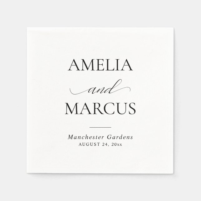 Servilleta De Papel Elegant Classic Script Calligraphy Wedding (Anverso)