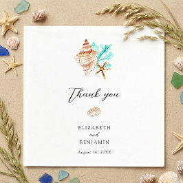 Servilleta De Papel Elegant Coastal Seashell Minimal Beach Wedding