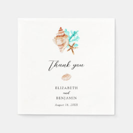 Servilleta De Papel Elegant Coastal Seashell Minimal Beach Wedding