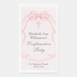 Servilleta De Papel Elegant Confirmation Party Pink Bow Ribbon Custom
