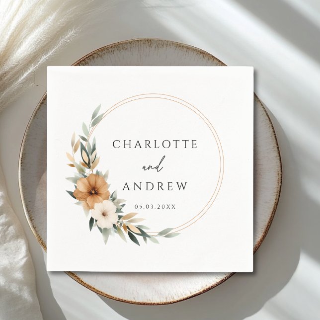 Servilleta De Papel Elegant Copper & Earthy Botanical Wedding  (Elegant Copper & Earthy Botanical Wedding Napkins)