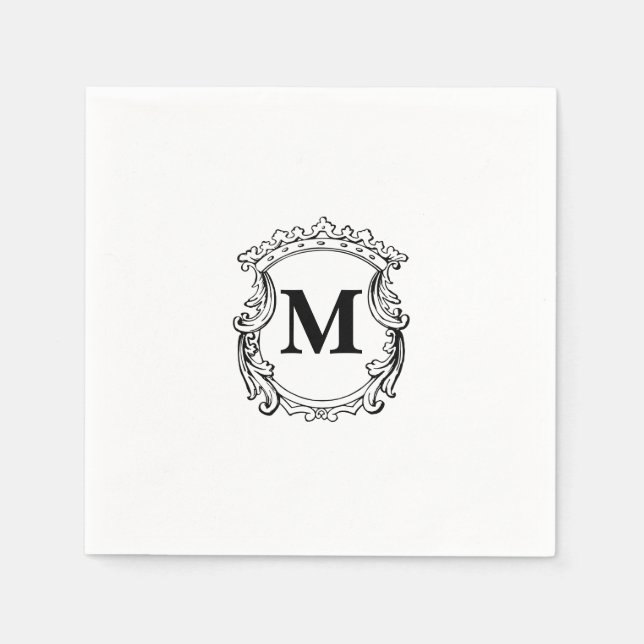 Servilleta De Papel Elegant Crest Custom Monogram  (Anverso)