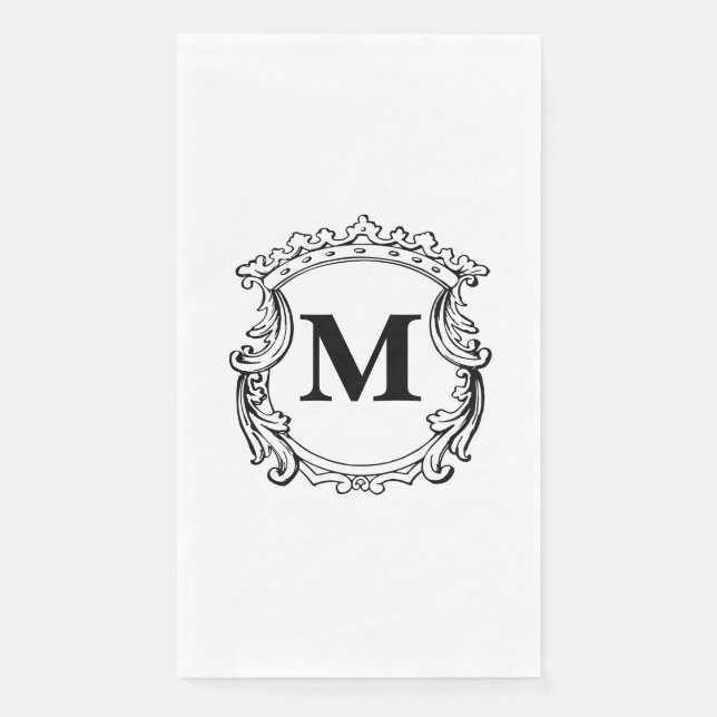 Servilleta De Papel Elegant Crest Custom Monogram  (Anverso)
