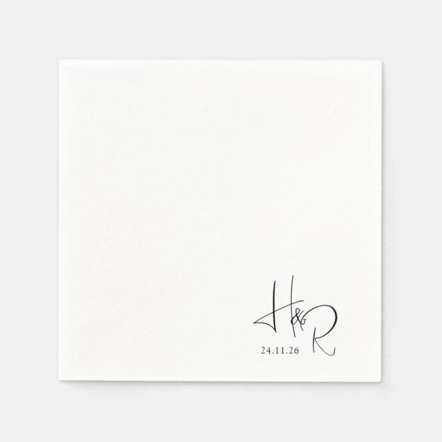 Servilleta De Papel Elegant Custom Monogram Wedding Napkins (Anverso)