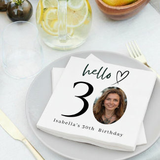Servilleta De Papel Elegant Custom Photo 30th Birthday Party Napkins