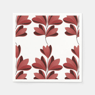 Servilleta De Papel Elegant Dark Red Stylized Floral Branch