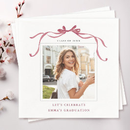 Servilleta De Papel Elegant Deep Blush Ribbon Bow Graduation Photo