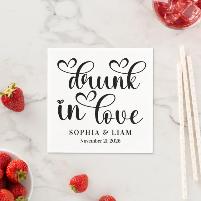 Servilleta De Papel Elegant Drunk in Love Script Wedding (In situ)