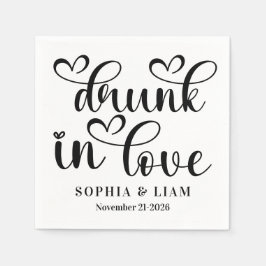 Servilleta De Papel Elegant Drunk in Love Script Wedding