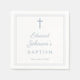 Servilleta De Papel Elegant Dusty Blue Border Baptism