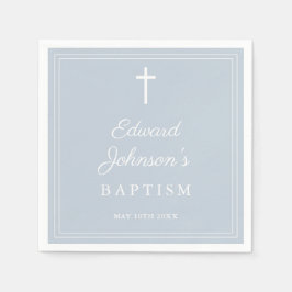 Servilleta De Papel Elegant Dusty Blue Border Baptism