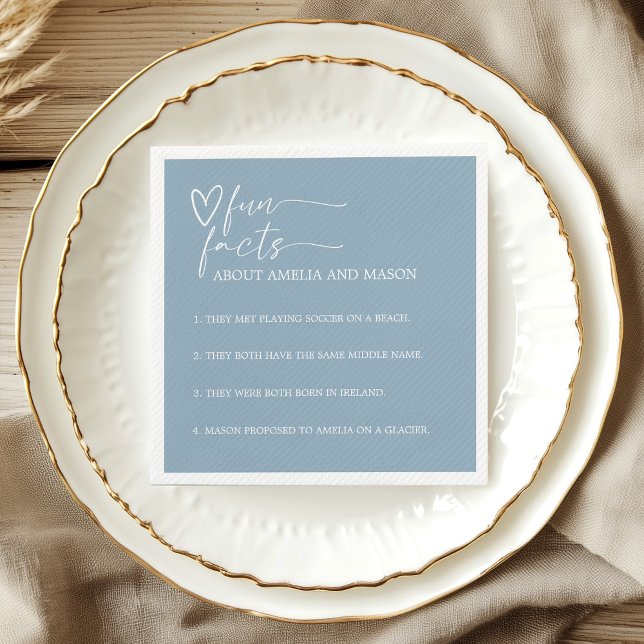 Servilleta De Papel Elegant Dusty Blue Fun Facts Wedding (Elegant Dusty Blue Fun Facts Wedding Napkins)