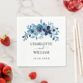 Servilleta De Papel elegant dusty Blue watercolor flower bouquet