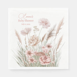 Servilleta De Papel Elegant Dusty Rose Meadow Flowers Baby Shower