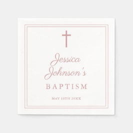 Servilleta De Papel Elegant Dusty Rose Pink Border Baptism