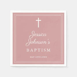 Servilleta De Papel Elegant Dusty Rose Pink Border Baptism