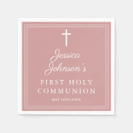 Servilleta De Papel Elegant Dusty Rose Pink First Holy Communion