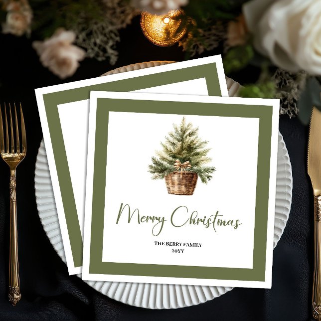 Servilleta De Papel Elegant Earthy Christmas Tree Personalized Napkins (Elegant Earthy Christmas Tree Personalized Napkins)