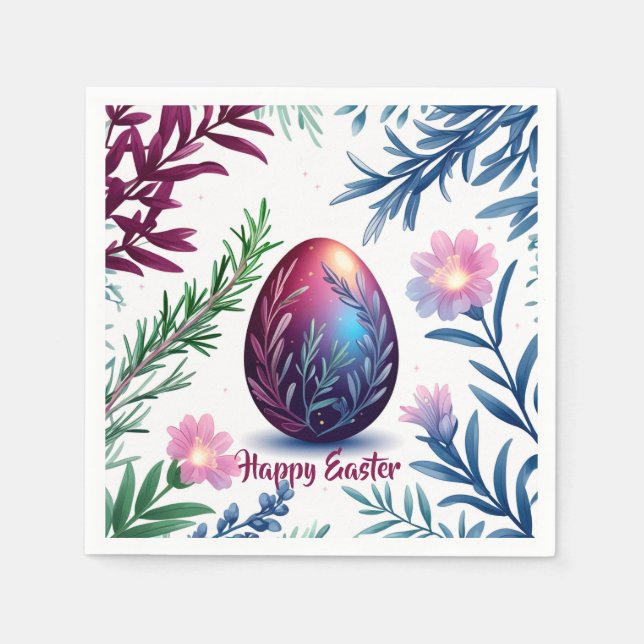 Servilleta De Papel Elegant Easter Egg Botanical Art (Anverso)