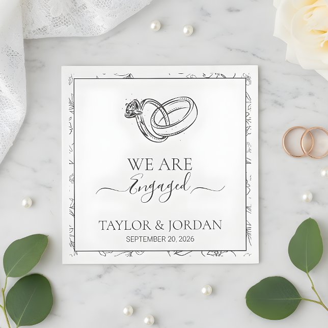 Servilleta De Papel Elegant Engagement Ring We Are Engaged Custom  (Subido por el creador)