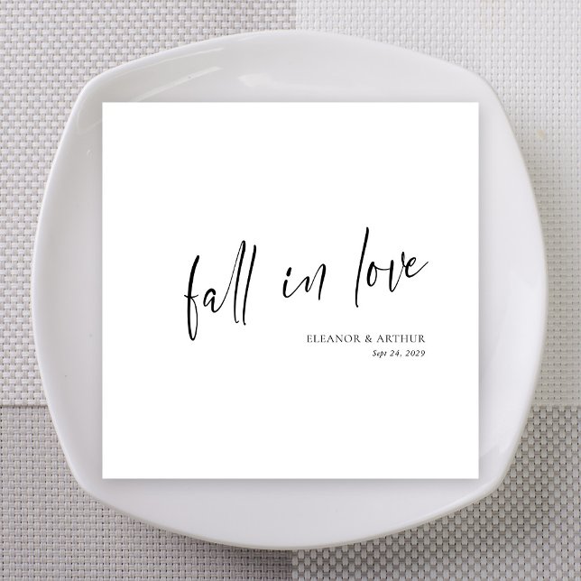 Servilleta De Papel Elegant Fall in Love Script Minimalist Wedding (Elegant Fall in Love Script Minimalist Wedding Napkins
)
