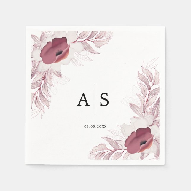 Servilleta De Papel Elegant floral Burgunder-Rot-Weiß (Anverso)