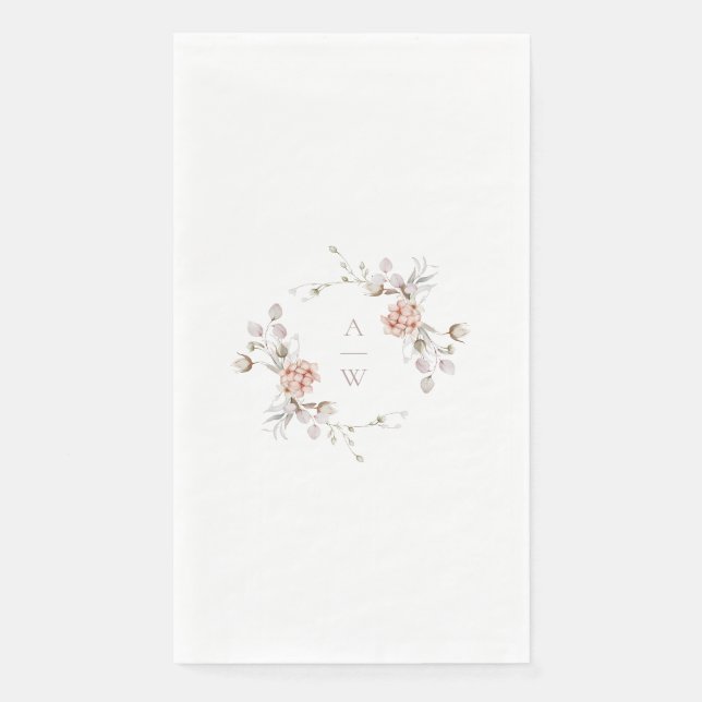Servilleta De Papel Elegant Floral Monogram Wedding Guest Towel (Anverso)