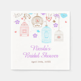 Servilleta De Papel Elegant Floral Purple and Blue Bridal Shower