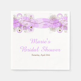 Servilleta De Papel Elegant Floral Twist Bridal Shower in Purple