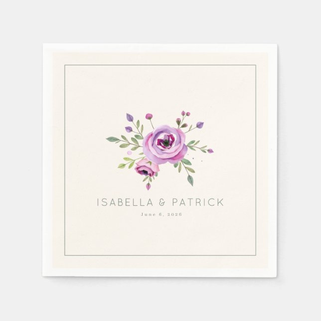 Servilleta De Papel Elegant Floral Wedding Announcement (Anverso)