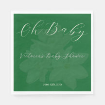 Elegant Forest & Sage Green "Oh Baby" Name Shower 