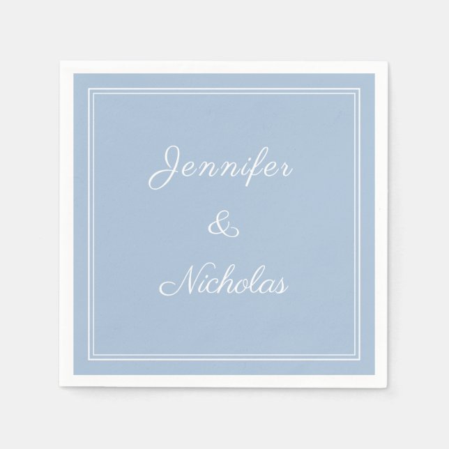Servilleta De Papel Elegant Formal Powder Blue Script Wedding (Anverso)