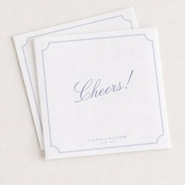 Servilleta De Papel Elegant Frame Blue Wedding Napkins (Subido por el creador)