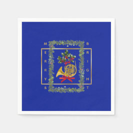 Servilleta De Papel Elegant French Horn Christmas Royal Blue Paper