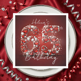 Servilleta De Papel Elegant Glam Ruby Red Gemstones 65th Birthday