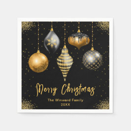 Servilleta De Papel Elegant Gold and Black Ornament Christmas