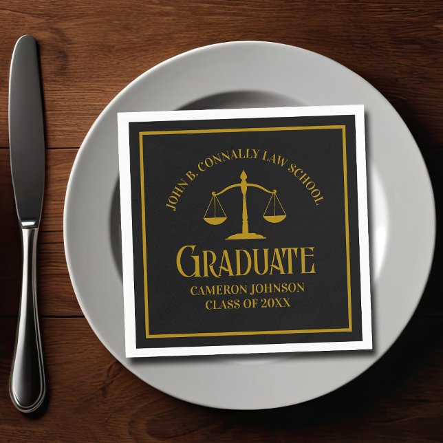 Servilleta De Papel Elegant Gold Black Law School Graduation Party (Subido por el creador)