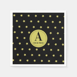 Servilleta De Papel Elegant Gold & Black Star Pattern Monogram
