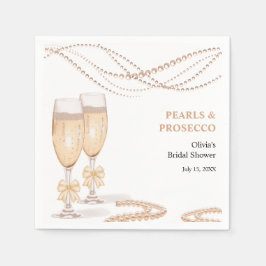 Servilleta De Papel Elegant Gold Bow Pearls and Prosecco Bridal Shower